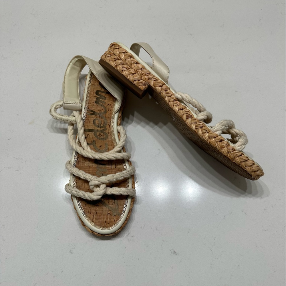 Sam Edelman Ivory Rope Leather Sandals